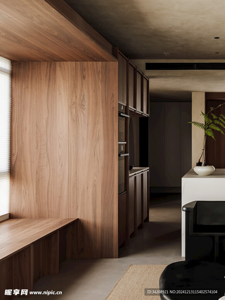 骨骼线胡桃木复古中式风格柜子门