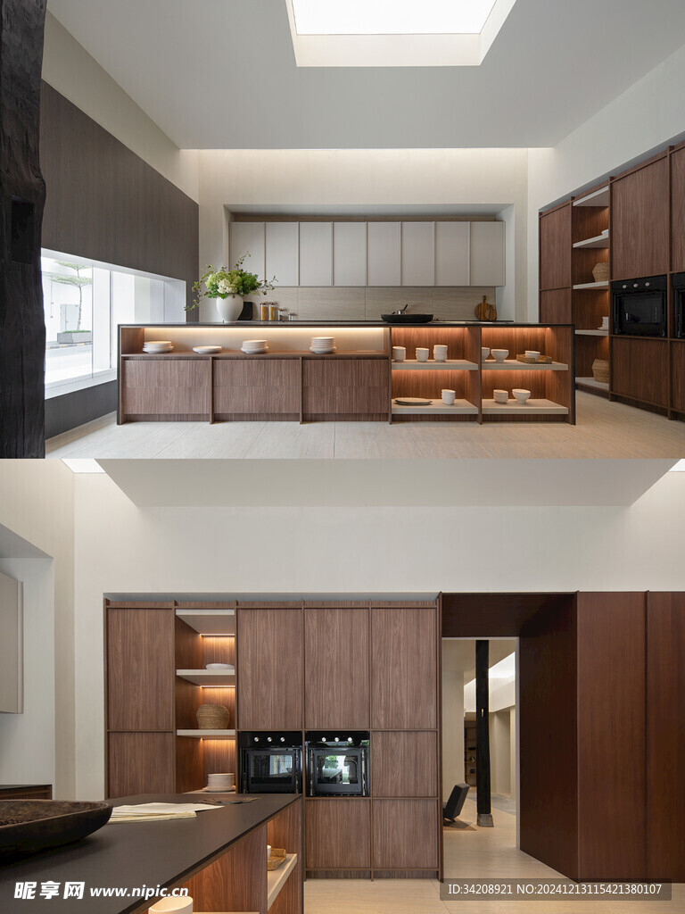 骨骼线胡桃木复古中式风格柜子门