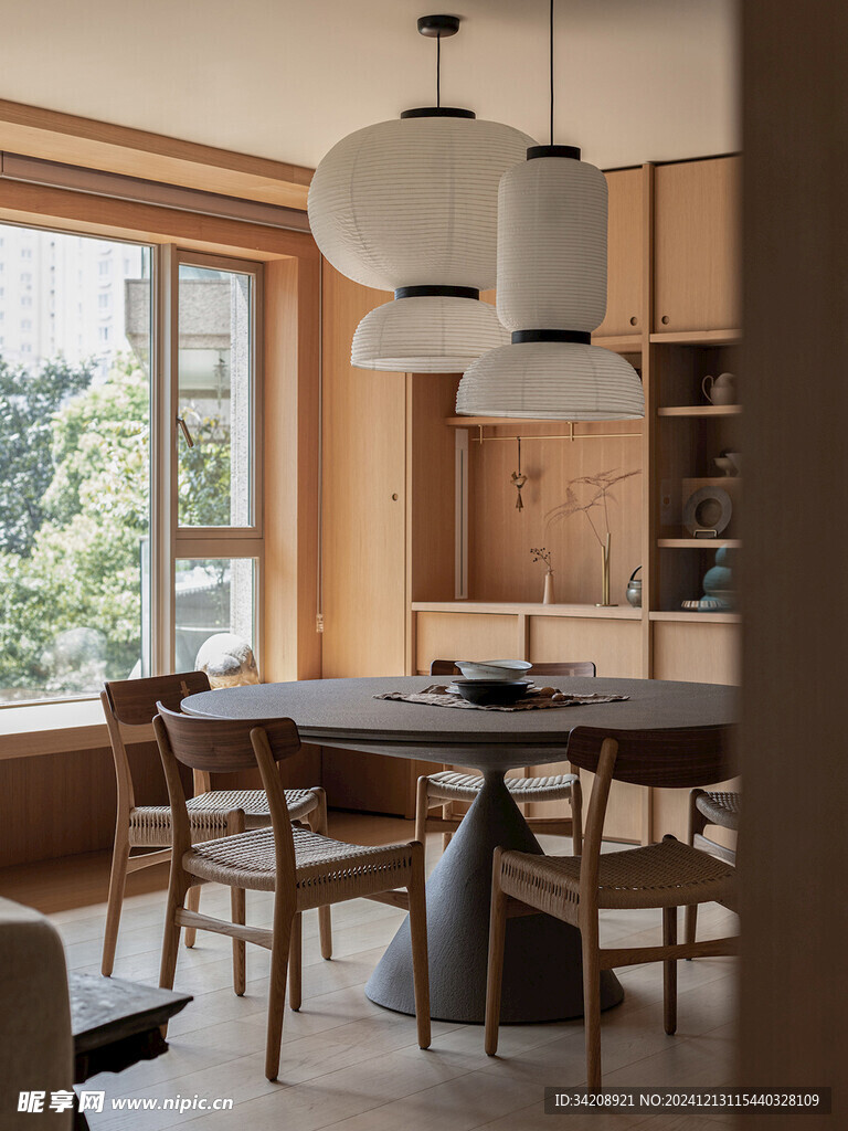 骨骼线胡桃木复古中式风格柜子门