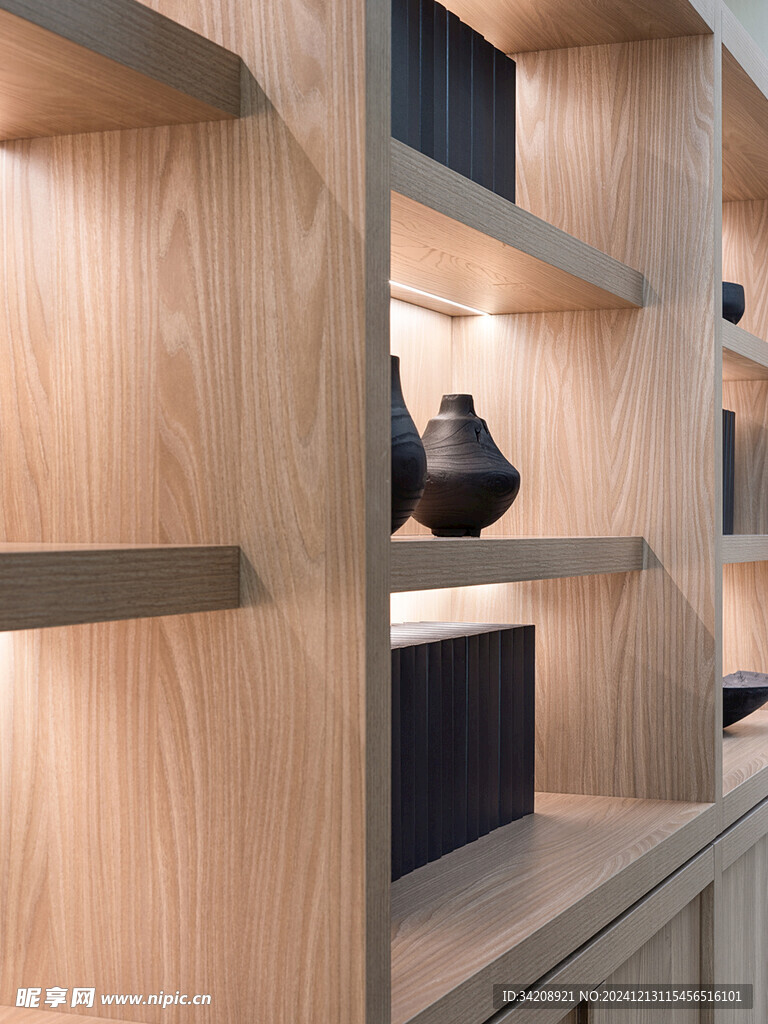 骨骼线胡桃木复古中式风格柜子门