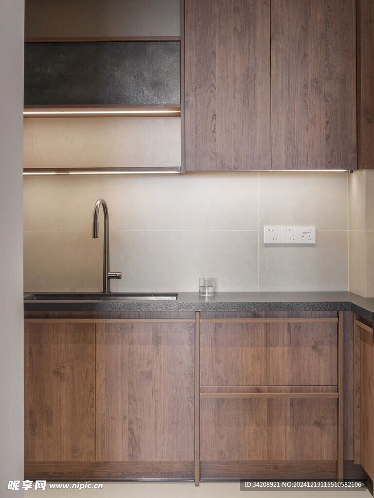 骨骼线胡桃木复古中式风格柜子门