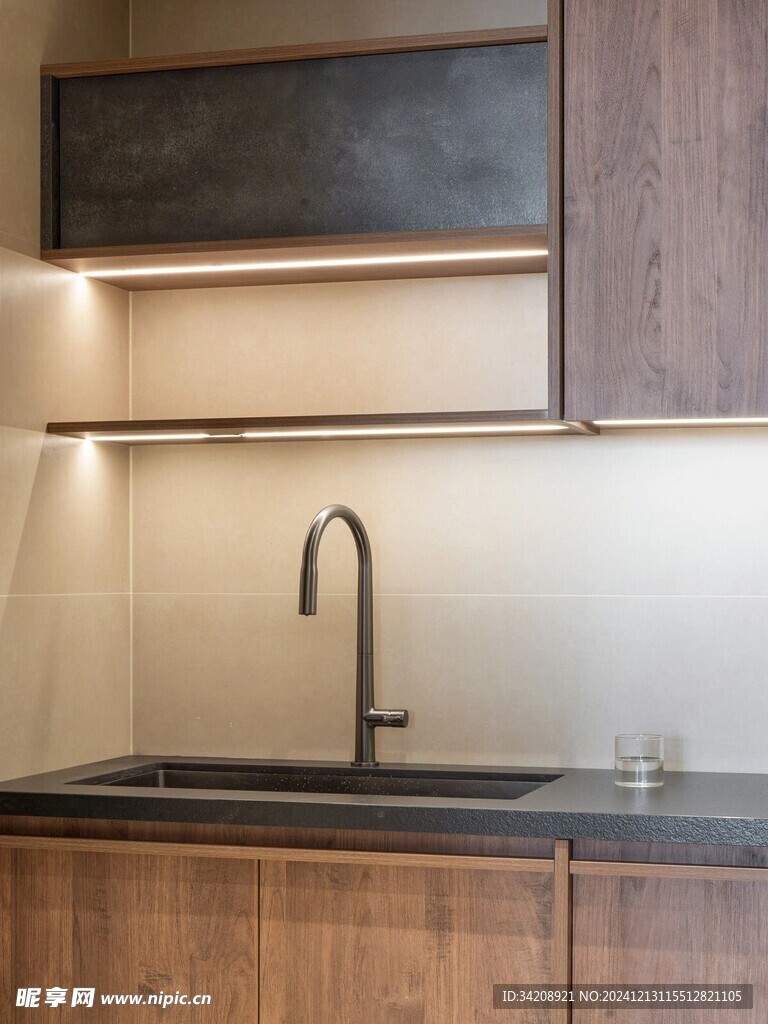 骨骼线胡桃木复古中式风格柜子门