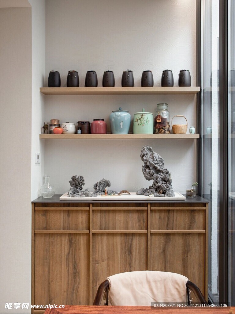 骨骼线胡桃木复古中式风格柜子门