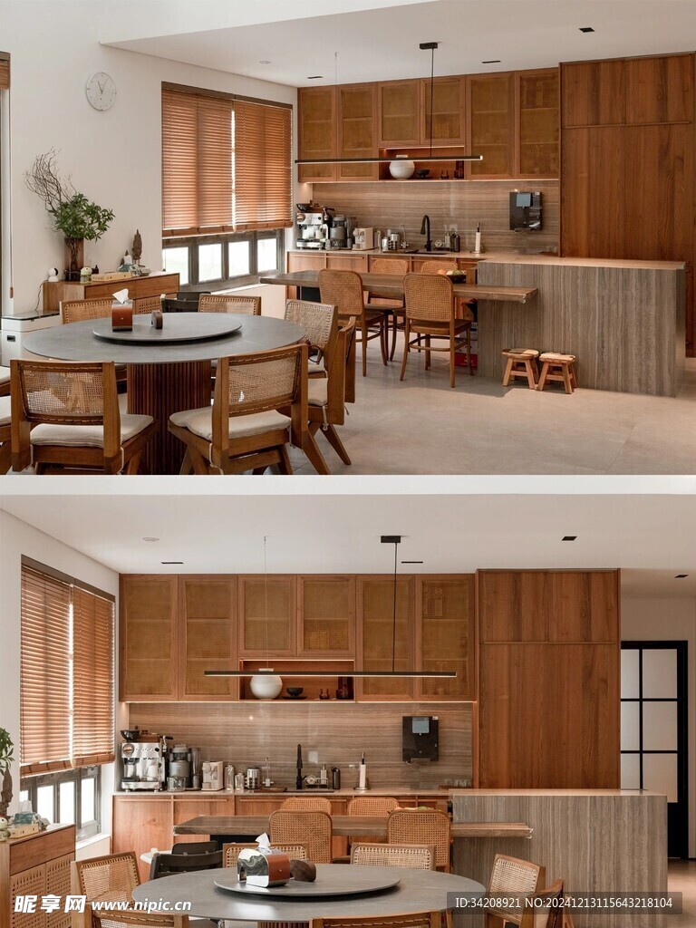 骨骼线胡桃木复古中式风格柜子门