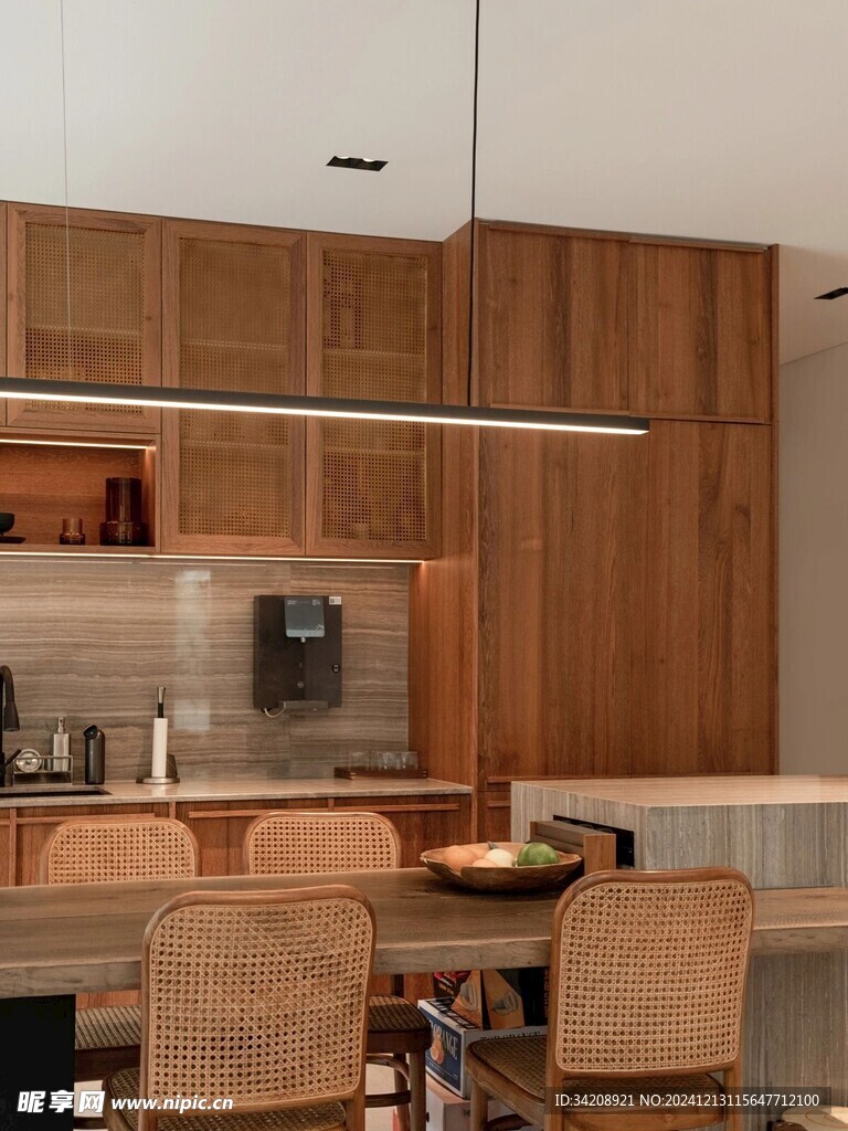 骨骼线胡桃木复古中式风格柜子门