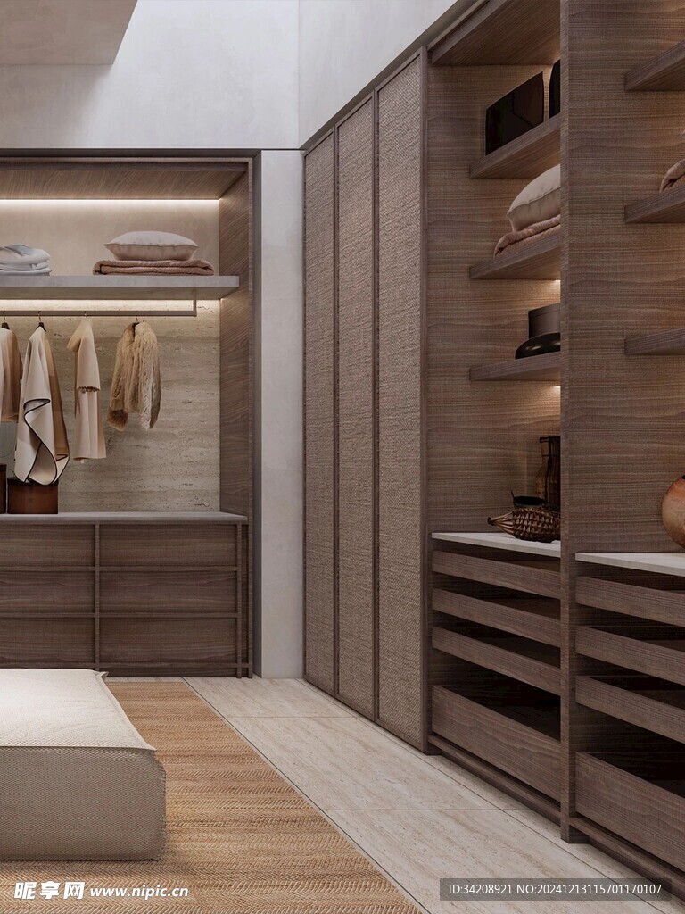 骨骼线胡桃木复古中式风格柜子门