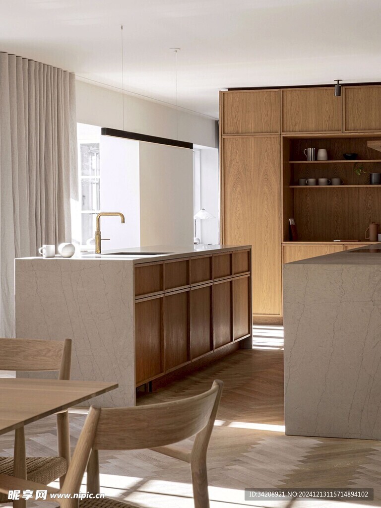 骨骼线胡桃木复古中式风格柜子门