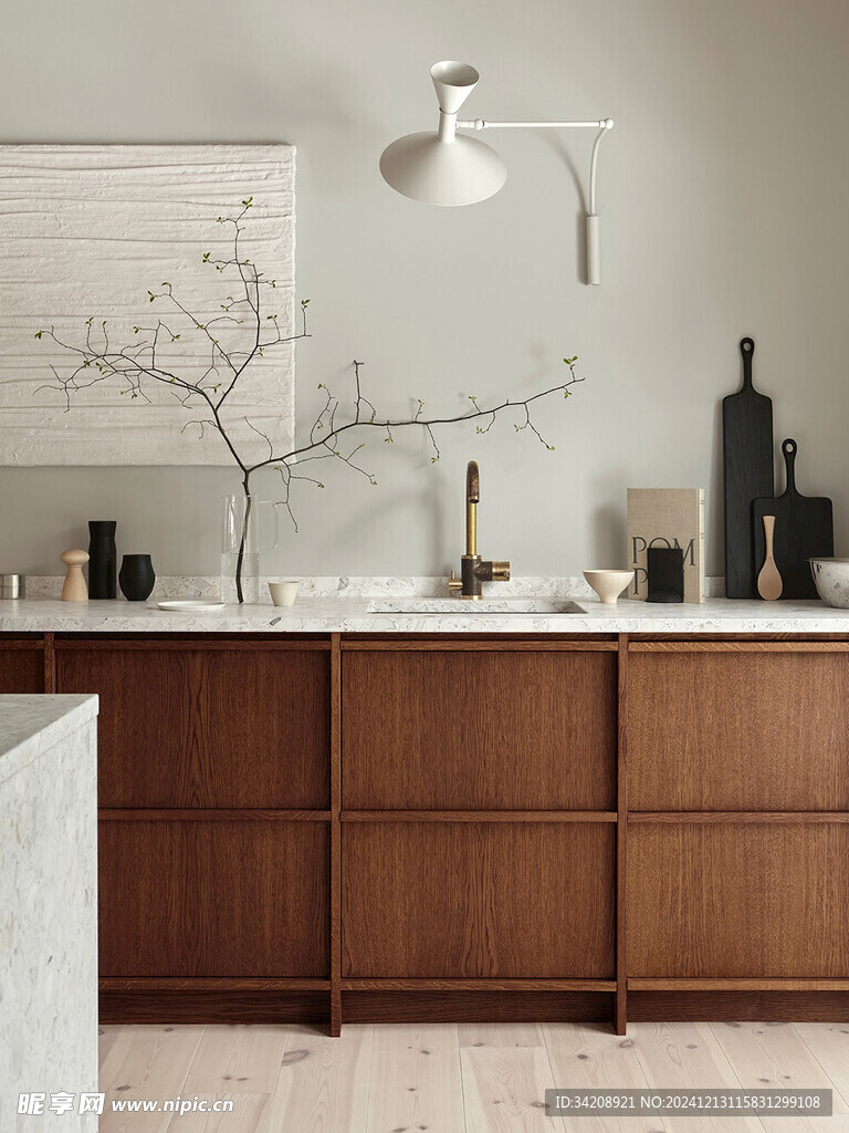 骨骼线胡桃木复古中式风格柜子门