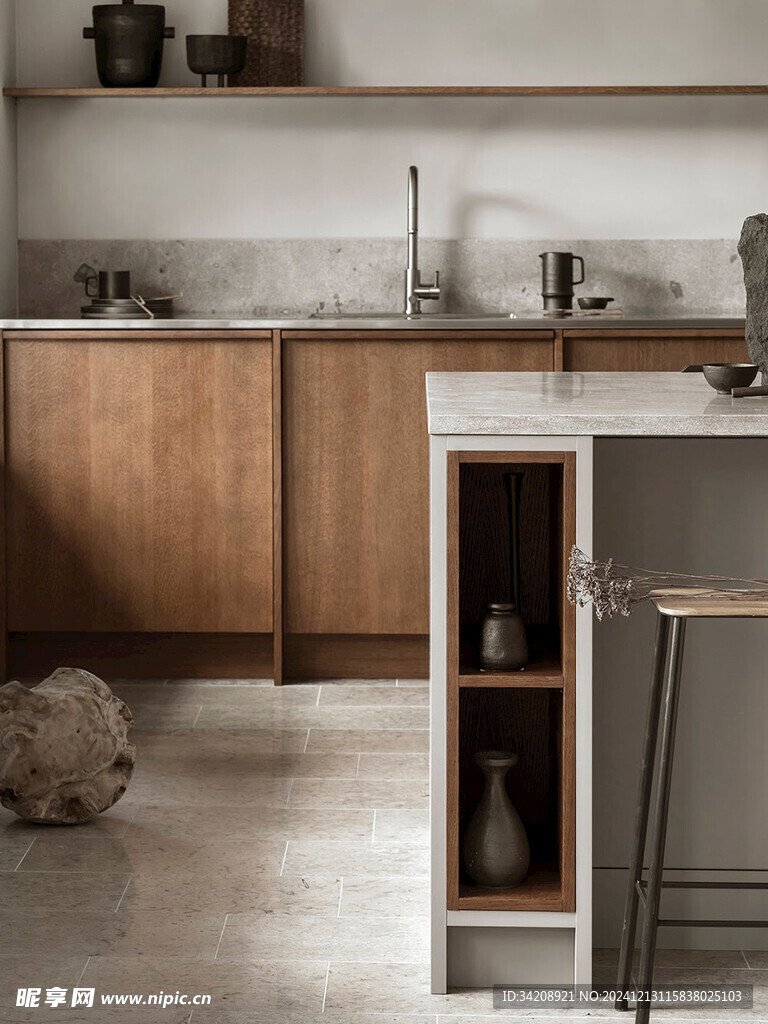 骨骼线胡桃木复古中式风格柜体门