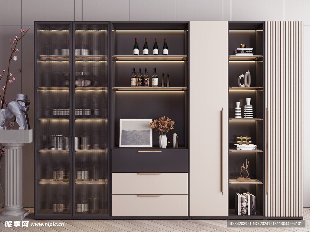 酒柜厨房餐边柜展示柜开放格家装