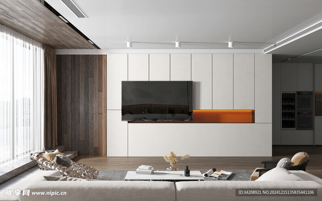 电视机满墙柜客厅装饰现代简约风