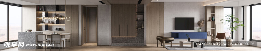 电视机满墙柜客厅装饰现代简约风