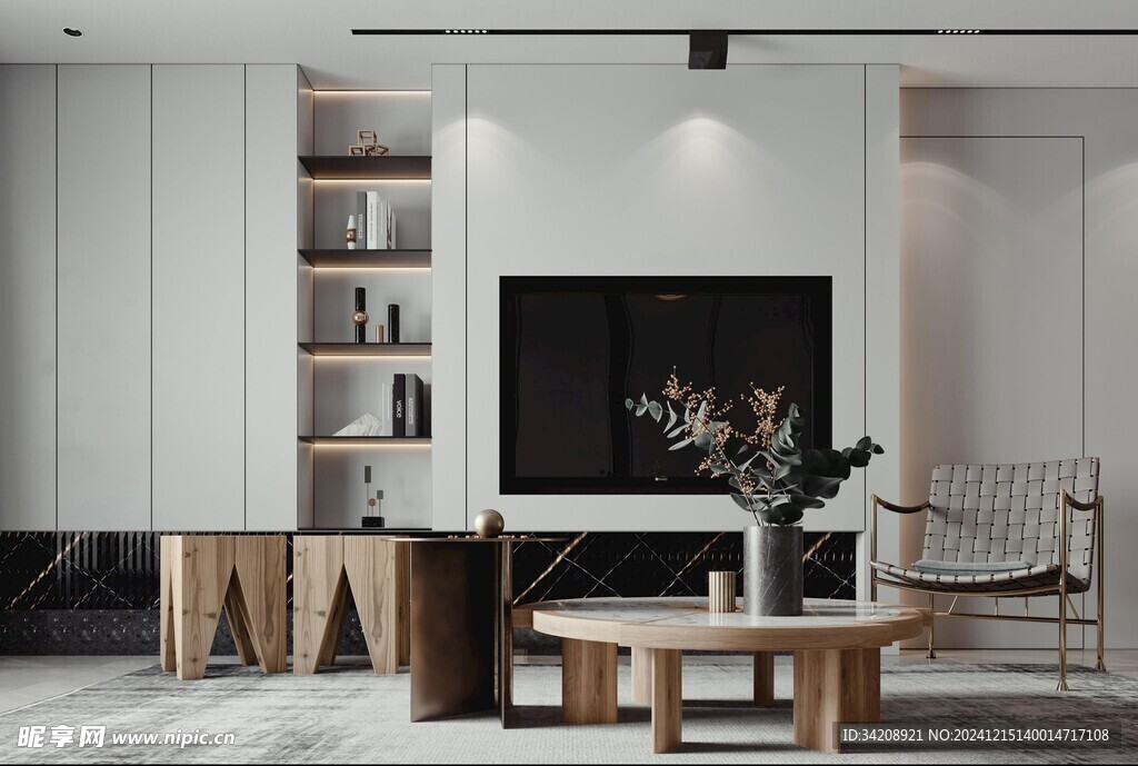 电视机满墙柜客厅装饰现代简约风