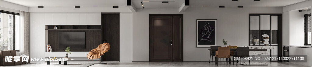 电视机满墙柜客厅装饰现代简约风