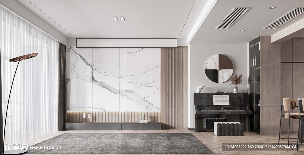 电视机满墙柜客厅装饰现代简约风