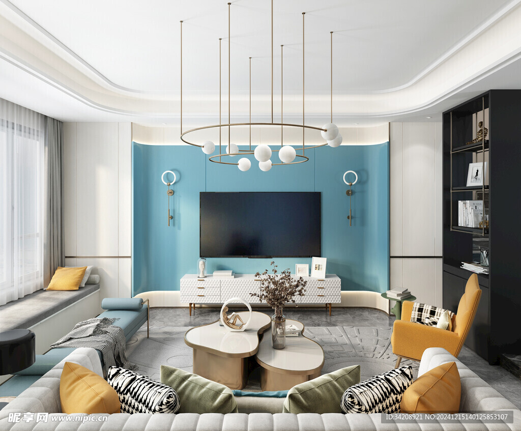 电视机满墙柜客厅装饰现代简约风