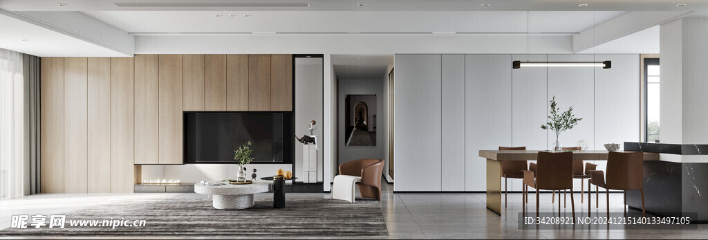 电视机满墙柜客厅装饰现代简约风