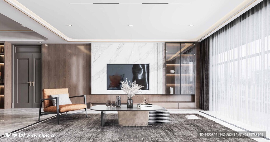 电视机满墙柜客厅装饰现代简约风