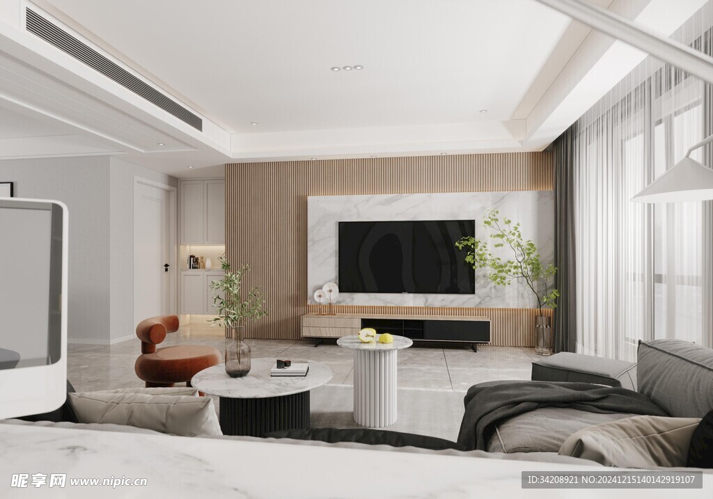 电视机满墙柜客厅装饰现代简约风