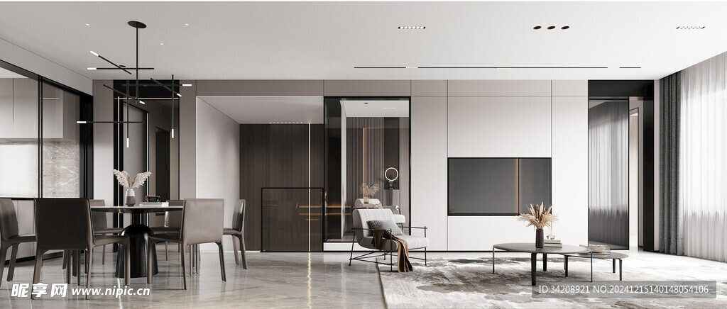 电视机满墙柜客厅装饰现代简约风