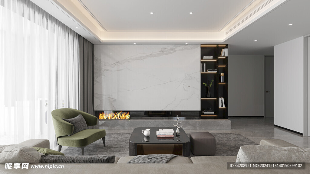 电视机满墙柜客厅装饰现代简约风