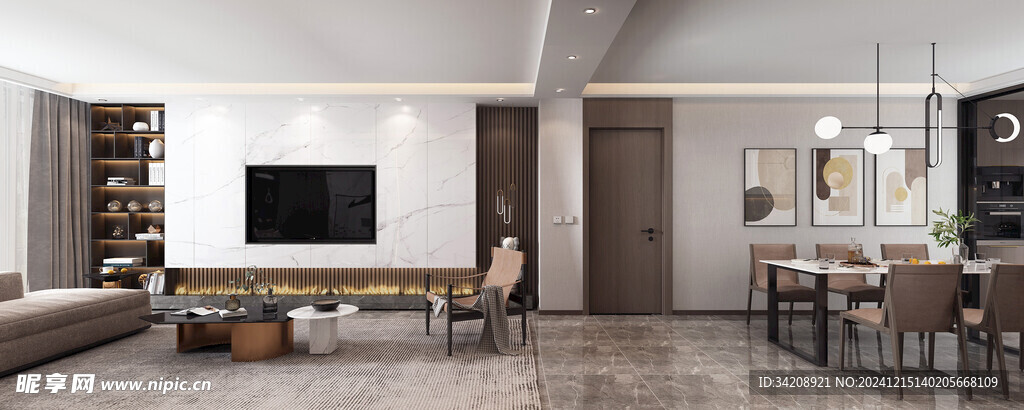 电视机满墙柜客厅装饰现代简约风