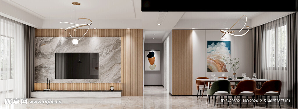 电视机满墙柜客厅装饰现代简约风