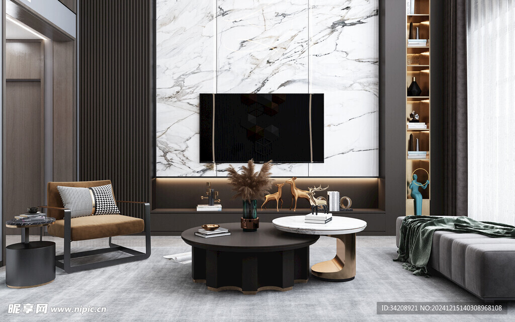 电视机满墙柜客厅装饰现代简约风