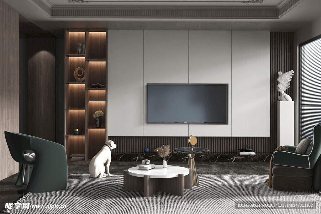 电视机满墙柜客厅装饰现代简约风