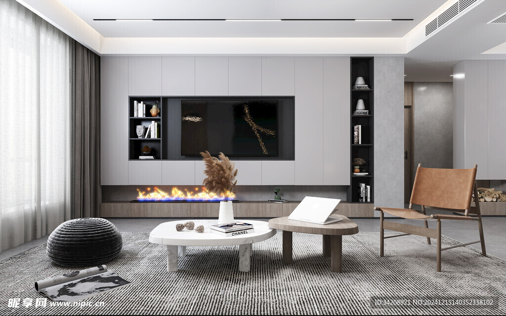 电视机满墙柜客厅装饰现代简约风