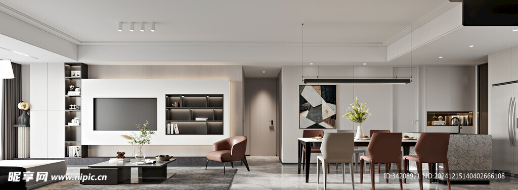 电视机满墙柜客厅装饰现代简约风