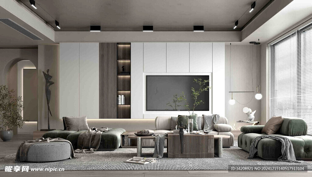 电视机满墙柜客厅装饰现代简约风