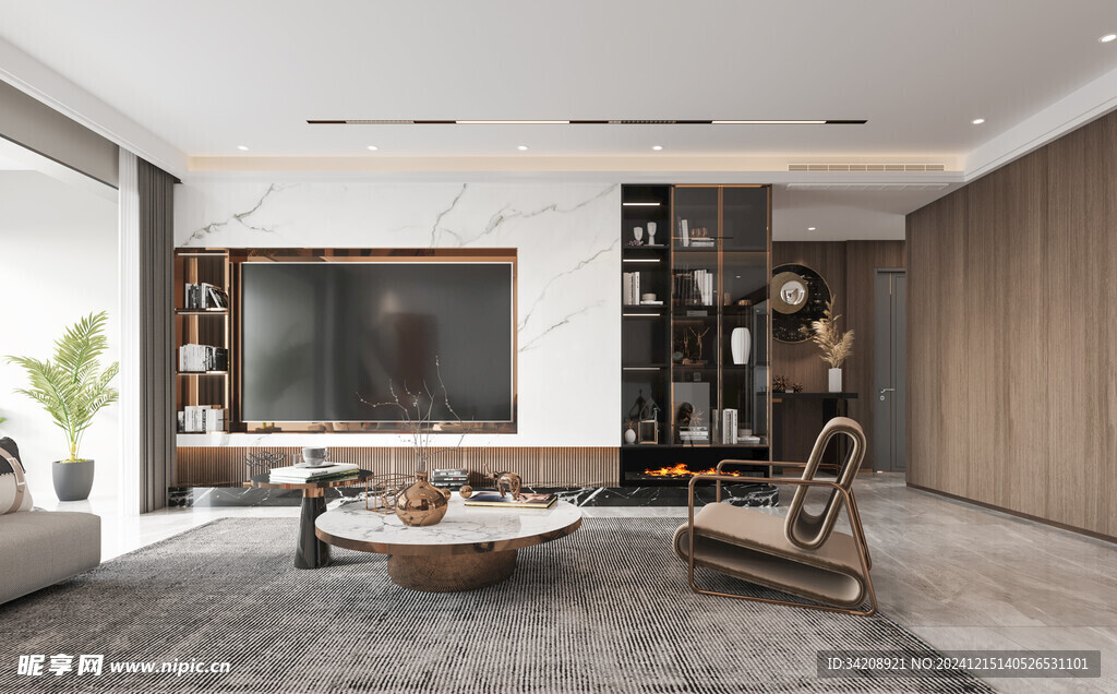 电视机满墙柜客厅装饰现代简约风