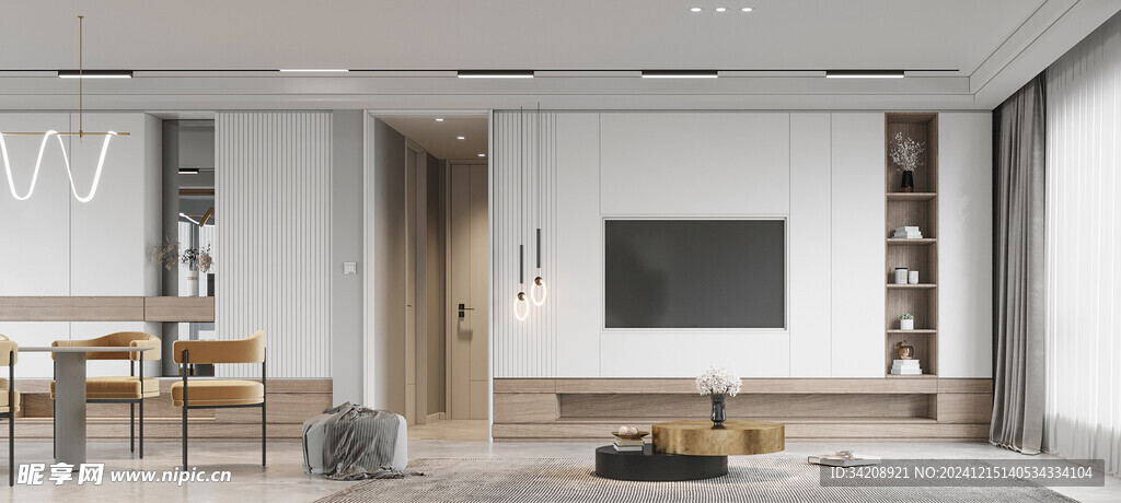 电视机满墙柜客厅装饰现代简约风