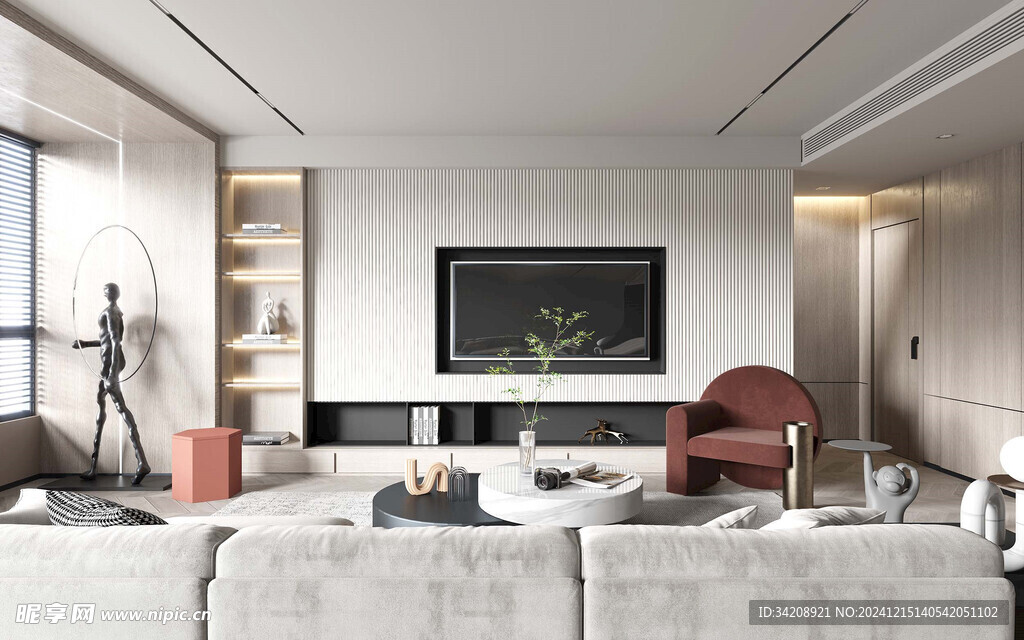 电视机满墙柜客厅装饰现代简约风