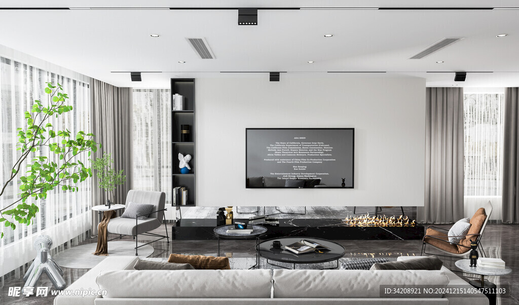 电视机满墙柜客厅装饰现代简约风