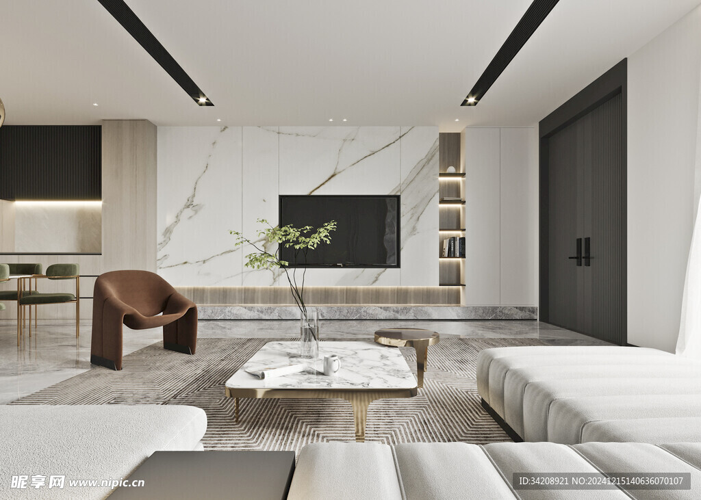 电视机满墙柜客厅装饰现代简约风