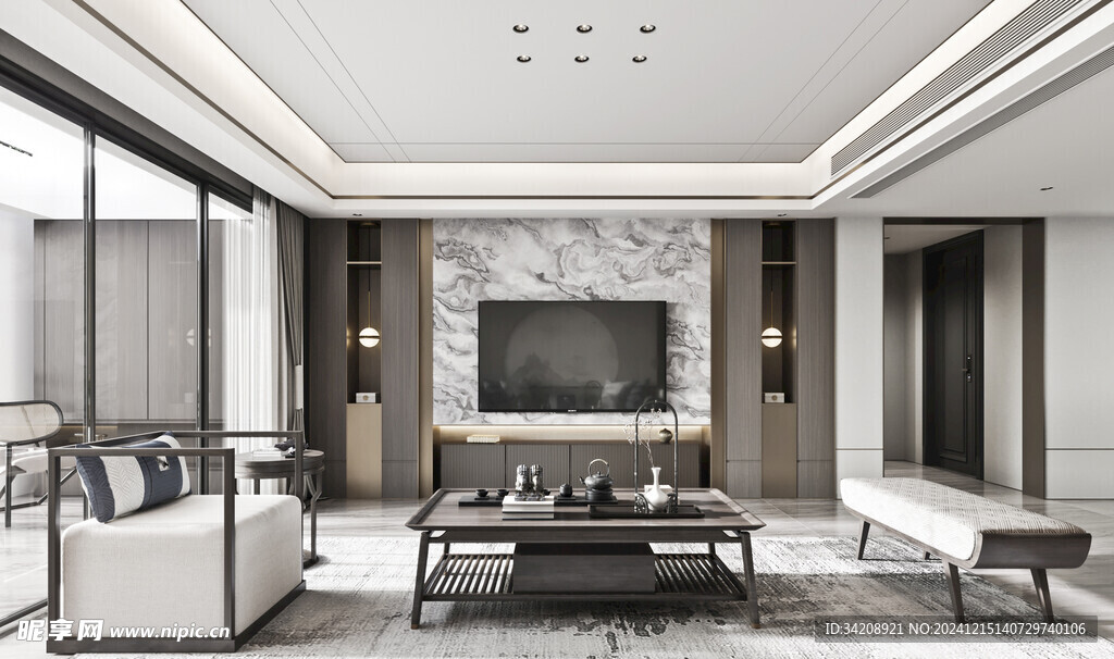 电视机满墙柜客厅装饰现代简约风