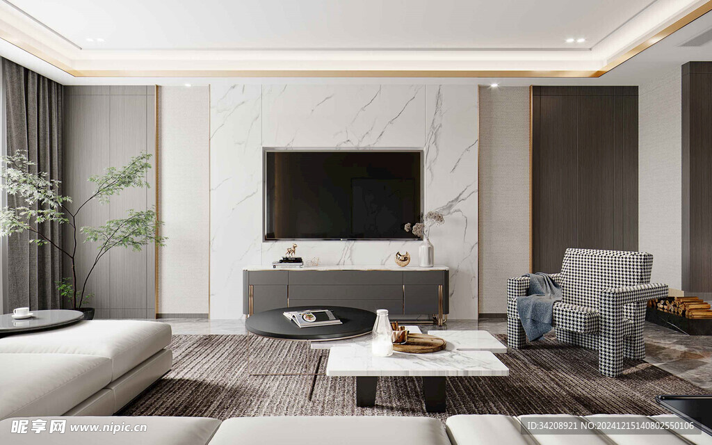 电视机满墙柜客厅装饰现代简约风