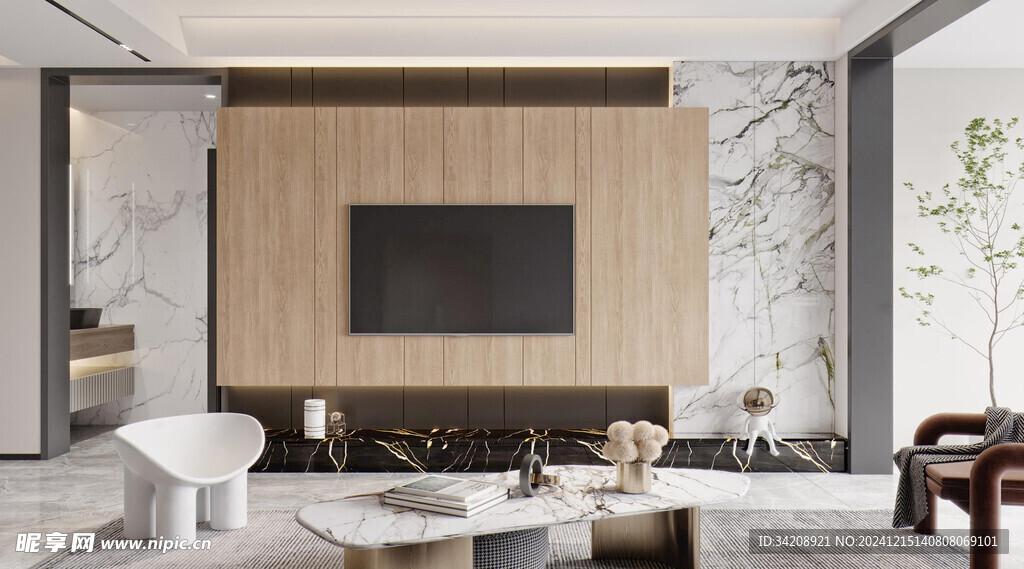 电视机满墙柜客厅装饰现代简约风