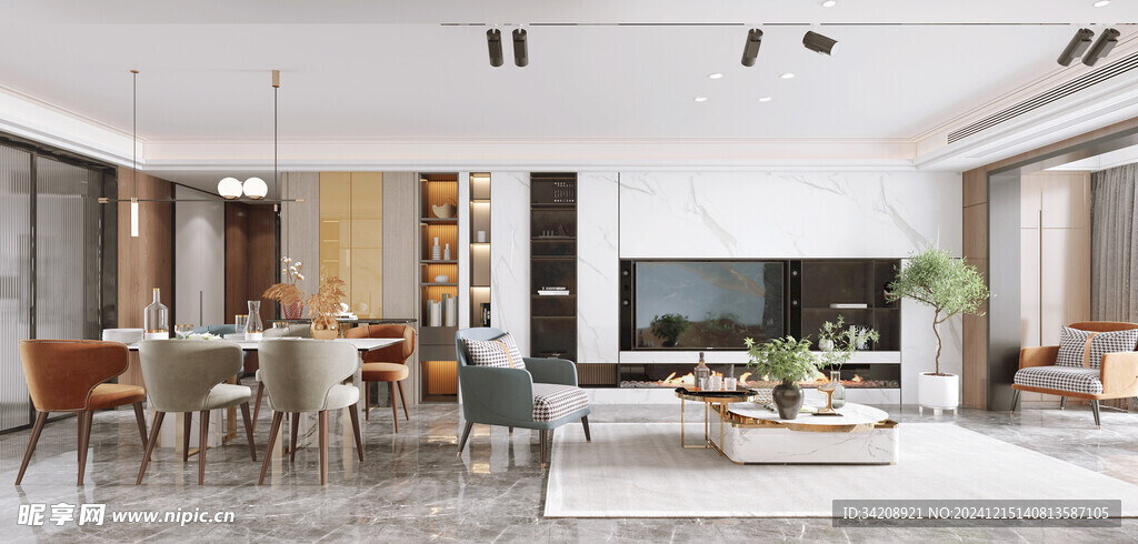 电视机满墙柜客厅装饰现代简约风