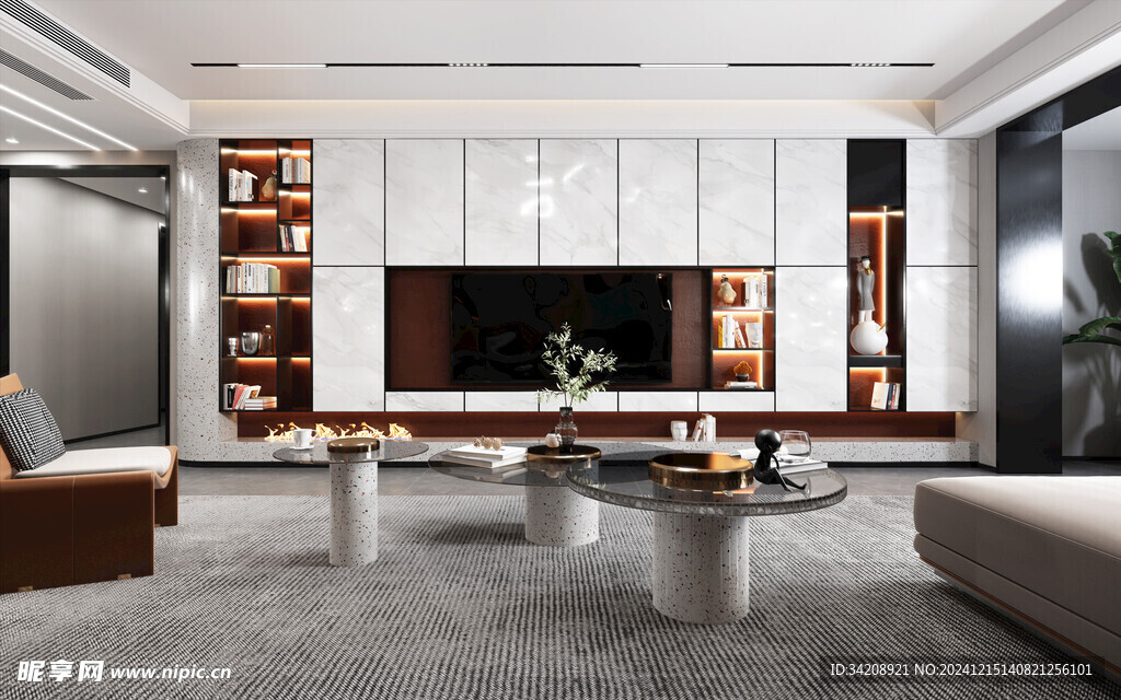 电视机满墙柜客厅装饰现代简约风