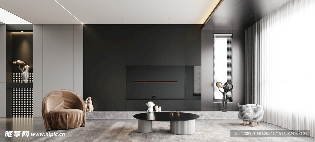 电视机满墙柜客厅装饰现代简约风