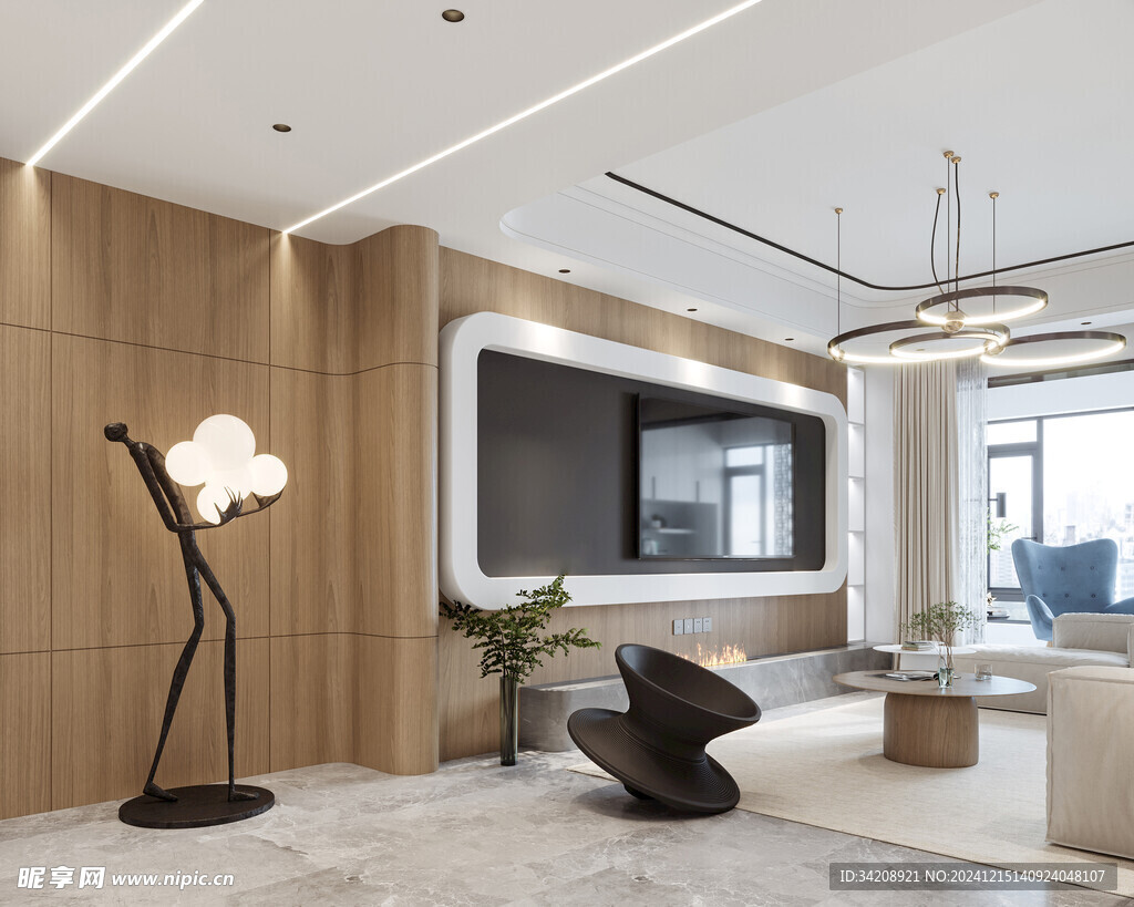 电视机满墙柜客厅装饰现代简约风