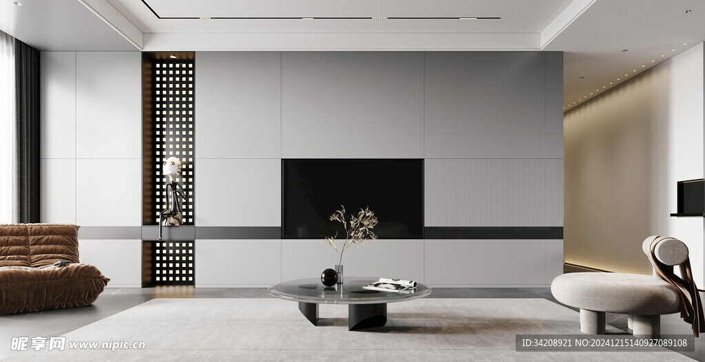 电视机满墙柜客厅装饰现代简约风