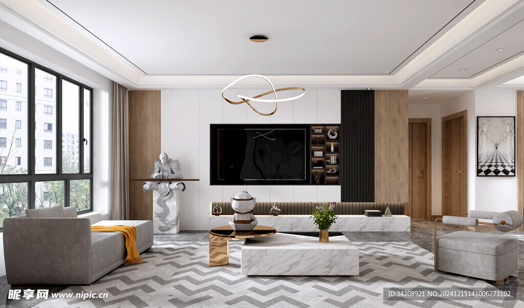 电视机满墙柜客厅装饰现代简约风