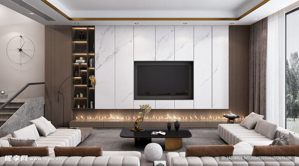 电视机满墙柜客厅装饰现代简约风