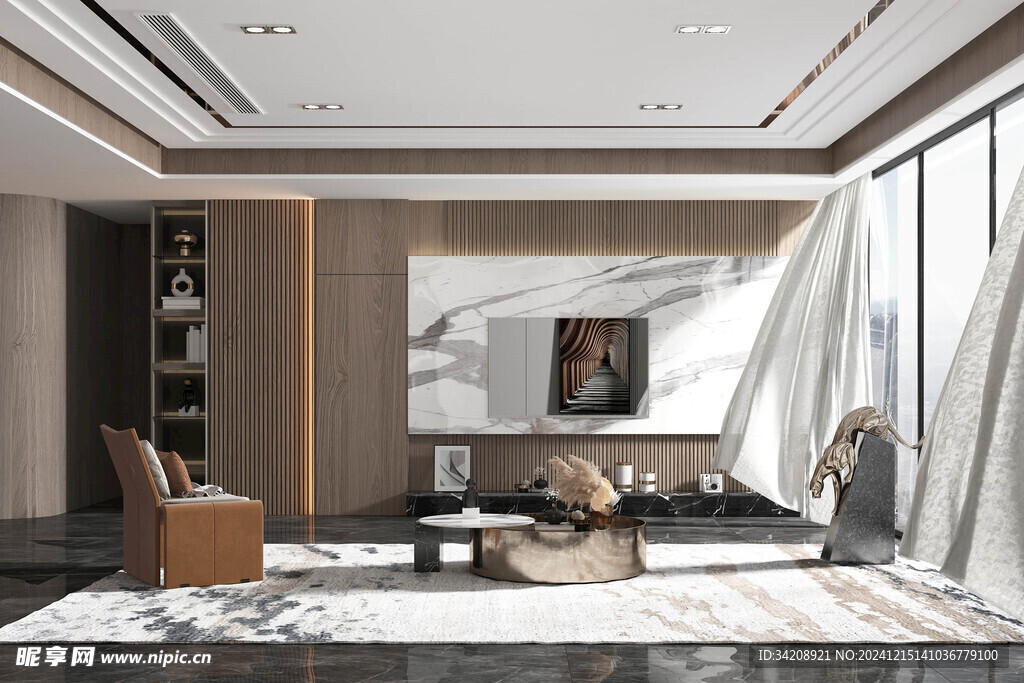 电视机满墙柜客厅装饰现代简约风