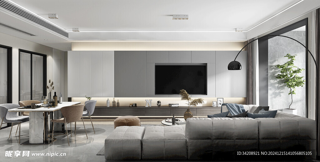 电视机满墙柜客厅装饰现代简约风