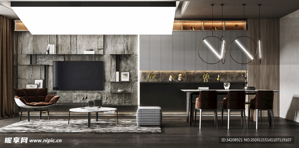 电视机满墙柜客厅装饰现代简约风